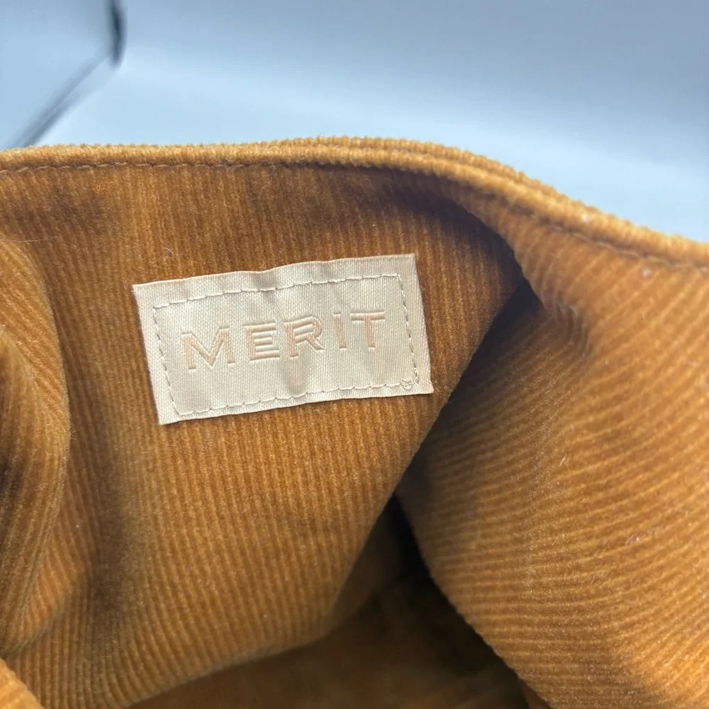 Merit Beauty The Signature Cosmetic Makeup Bag Corduroy Tie Top Pouch Brown - Picture 7 of 7